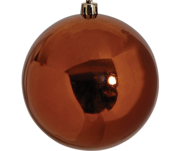 Χάλκινη Πλαστική Γυαλιστερή Χριστουγεννιάτικη Μπάλα 8cm (Σετ 6 τμχ)